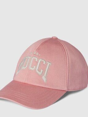 NWT Gucci embroidered logo cotton baseball cap hat - size M; Rtl $560